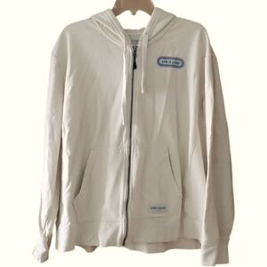 Life Is Good Women's Light Beige Zip-Up Rainbow Logo Hoodie Jacket Size XXL